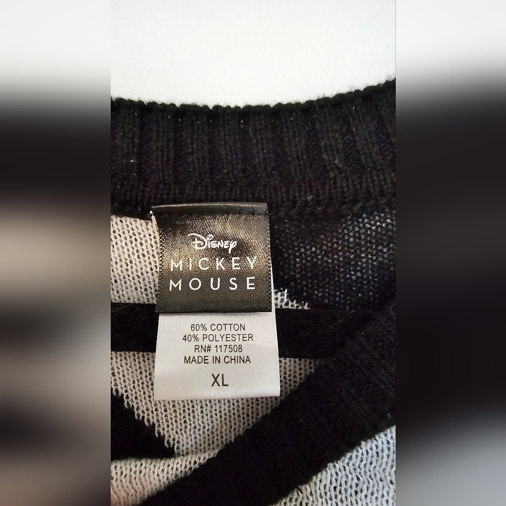 Disney Mickey Mouse Diamond Pattern Sweater - Black, White, Red, Yellow - Picture 4 of 4